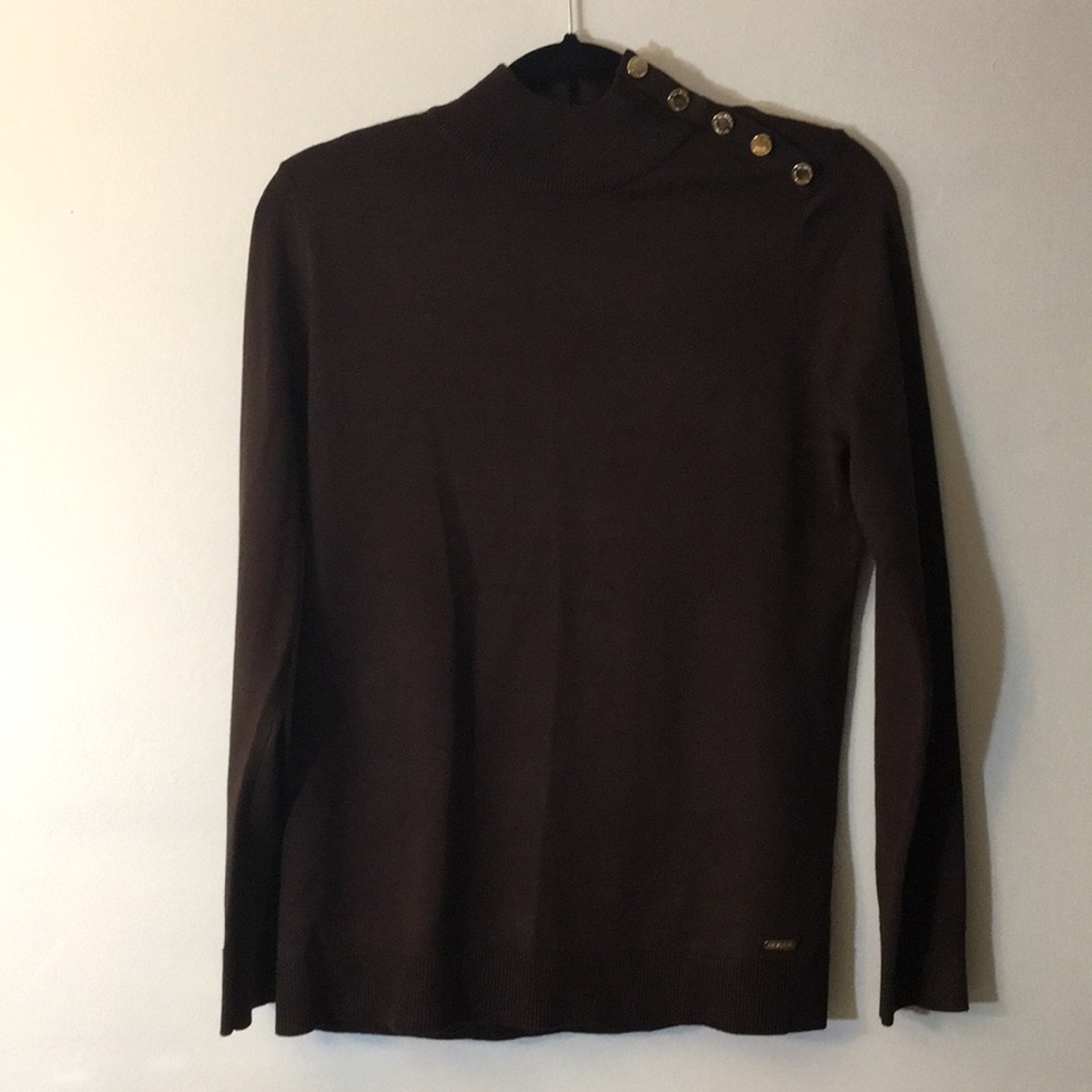NWOT brown Calvin Klein mock neck top/sweater